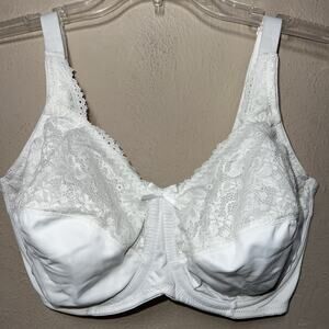 Lilyette Women's 36DDD Minimizer Comfort Lace Underwire Bra 0428 White